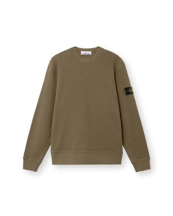 Stone Island Organic Cotton Waffle Fleece Crewneck Sweatshirt - Military Green Stone Island Organic Cotton Waffle Fleece Crewneck Sweatshirt - Military Green