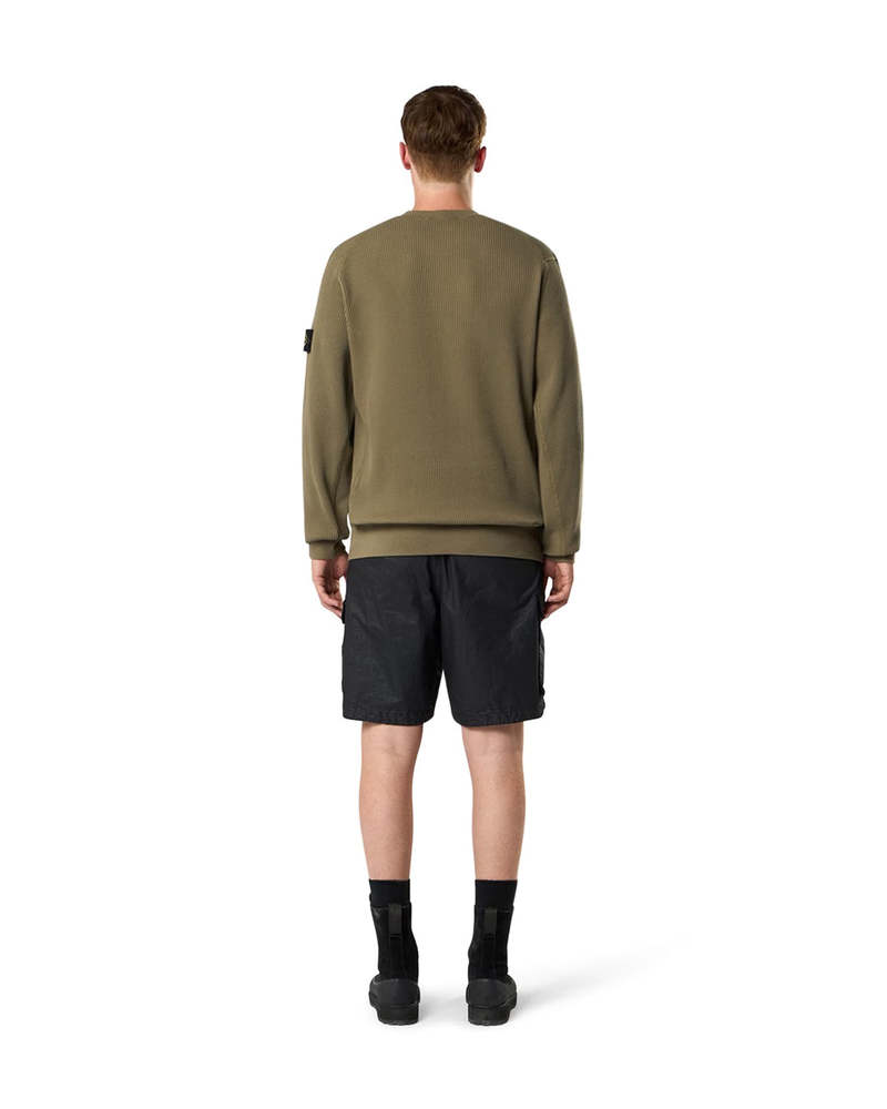Stone Island Organic Cotton Waffle Fleece Crewneck Sweatshirt - Military Green