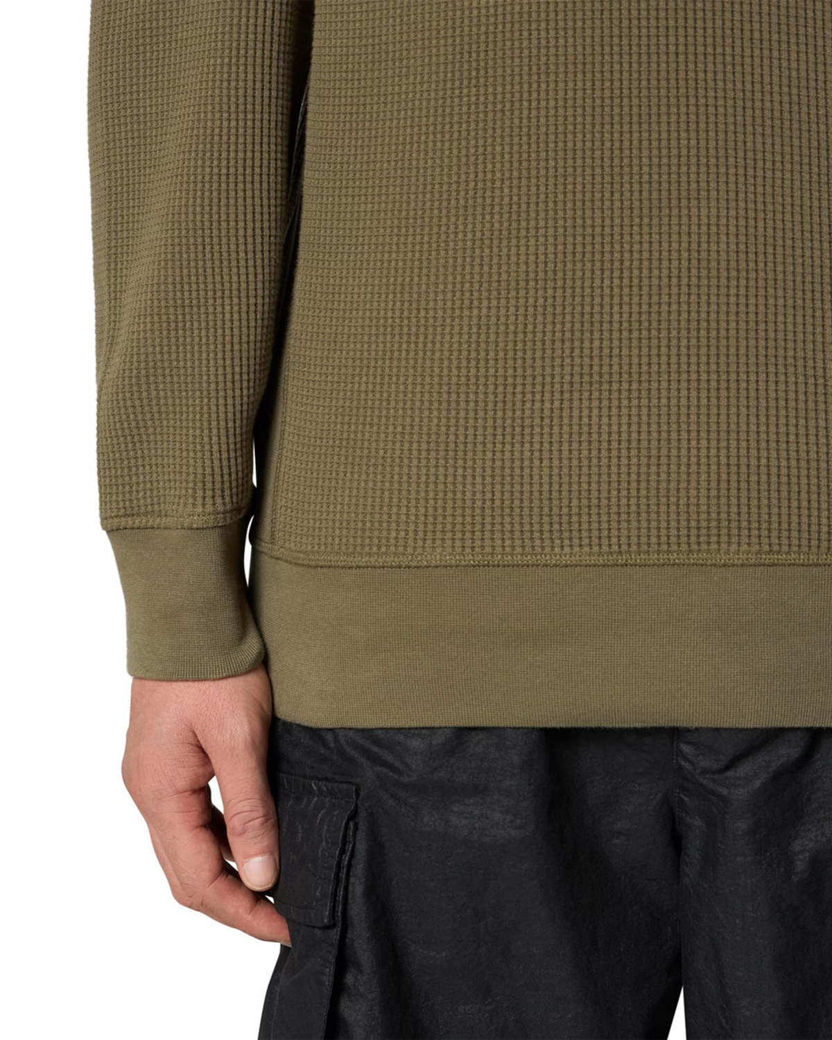 Stone Island Organic Cotton Waffle Fleece Crewneck Sweatshirt - Military Green - Image 5 of 7