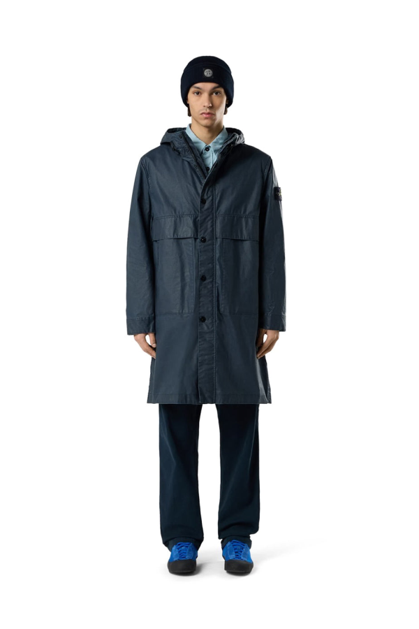 Stone Island Waxed Pigment Cotton Tela Parka - Navy Blue