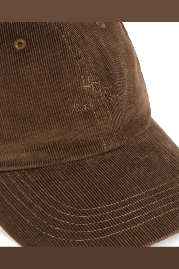 Stone Island Cotton Micro Corduroy Compass Embroidery Baseball Cap - Umber