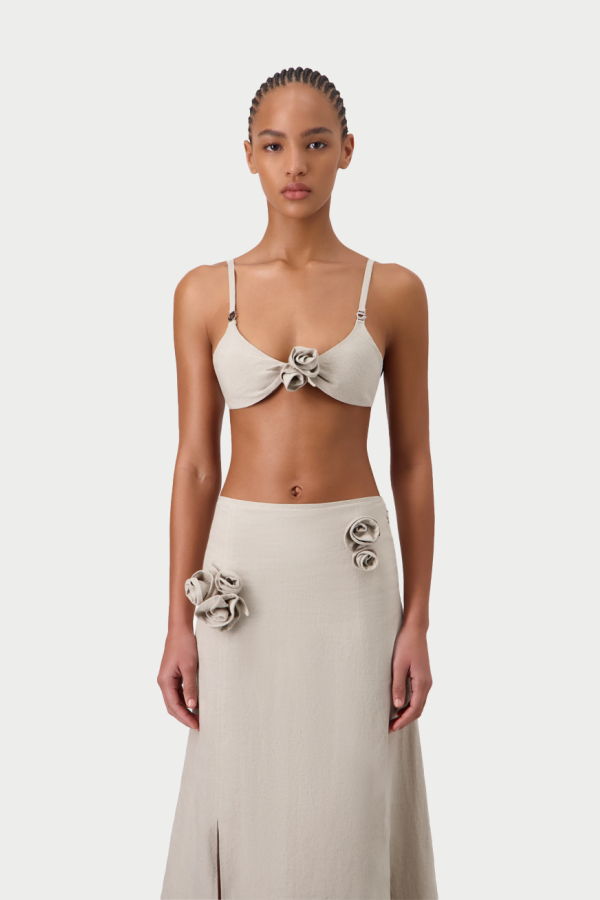 Coperni Flower Bikini Top - Beige