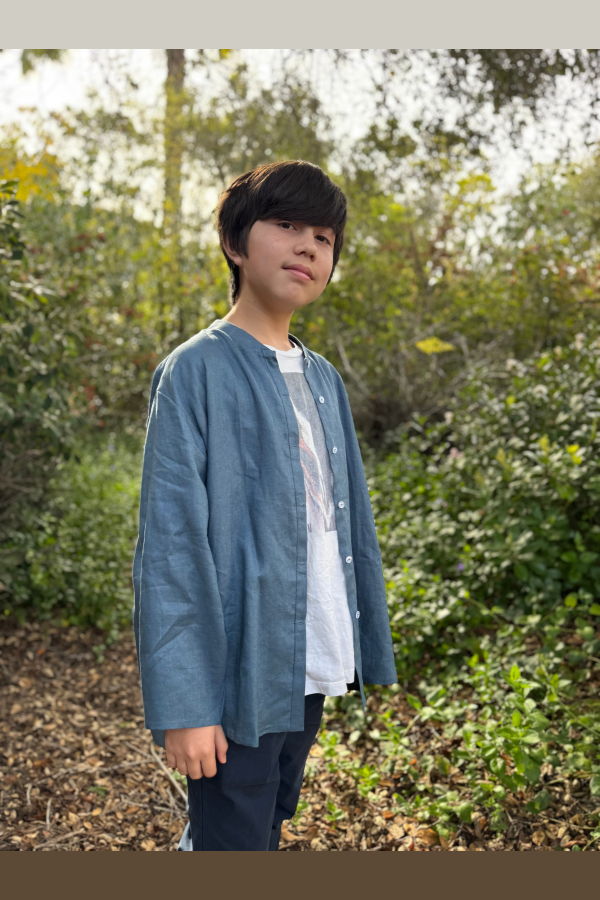 KAAREM Wholegrain Button-Up Shirt - Slate Blue