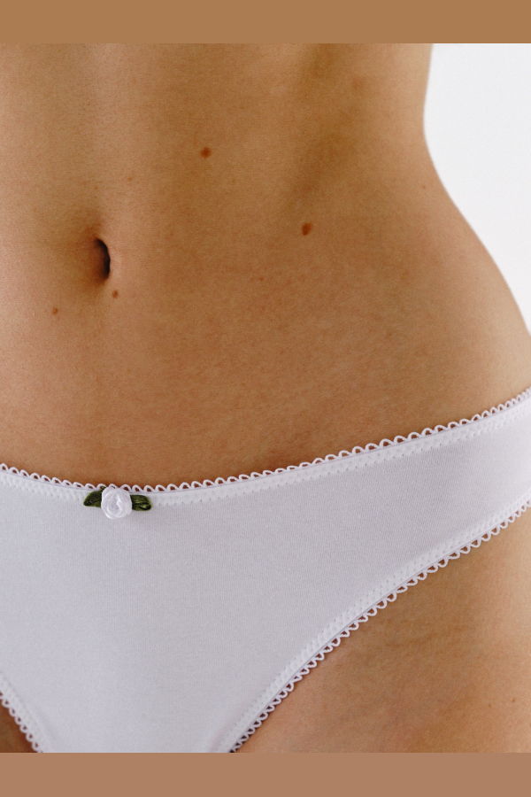 mai petit Daisy Cotton Thong - White
