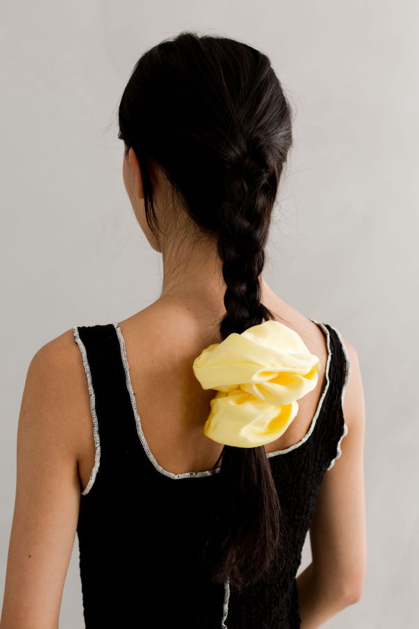 A Bronze Age Oversized Silk Scrunchie - Butter