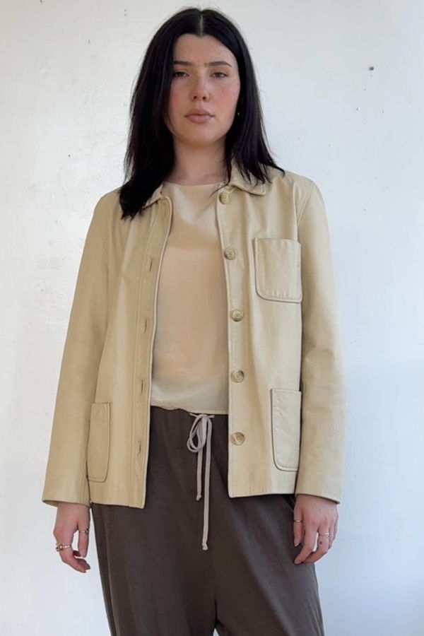 Vintage Cream 90s Gap Leather Jacket