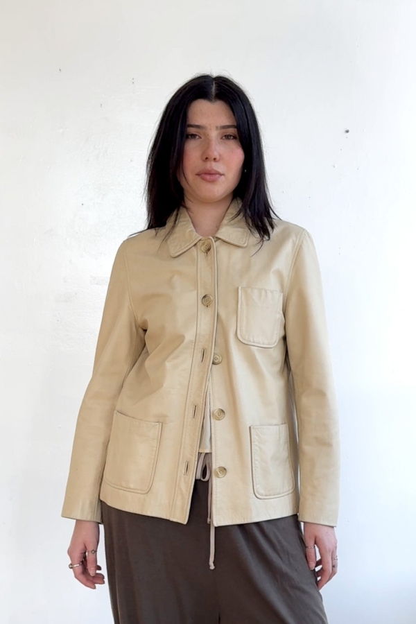 Vintage Cream 90s Gap Leather Jacket