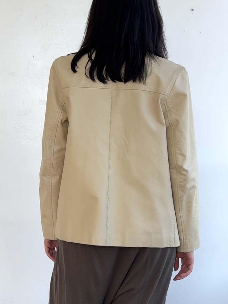 Vintage Cream 90s Gap Leather Jacket