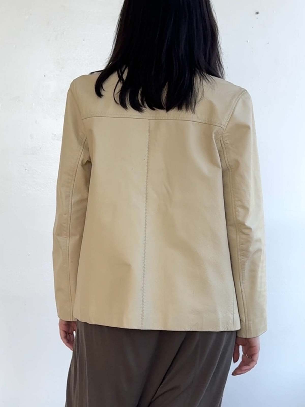 Vintage Cream 90s Gap Leather Jacket - Image 6 of 6