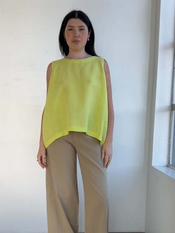 Vintage Eskandar Lime Linen Top