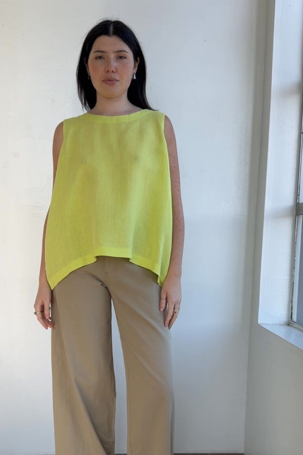 Vintage Eskandar Lime Linen Top