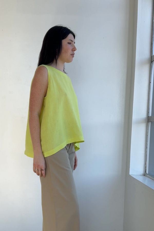 Vintage Eskandar Lime Linen Top