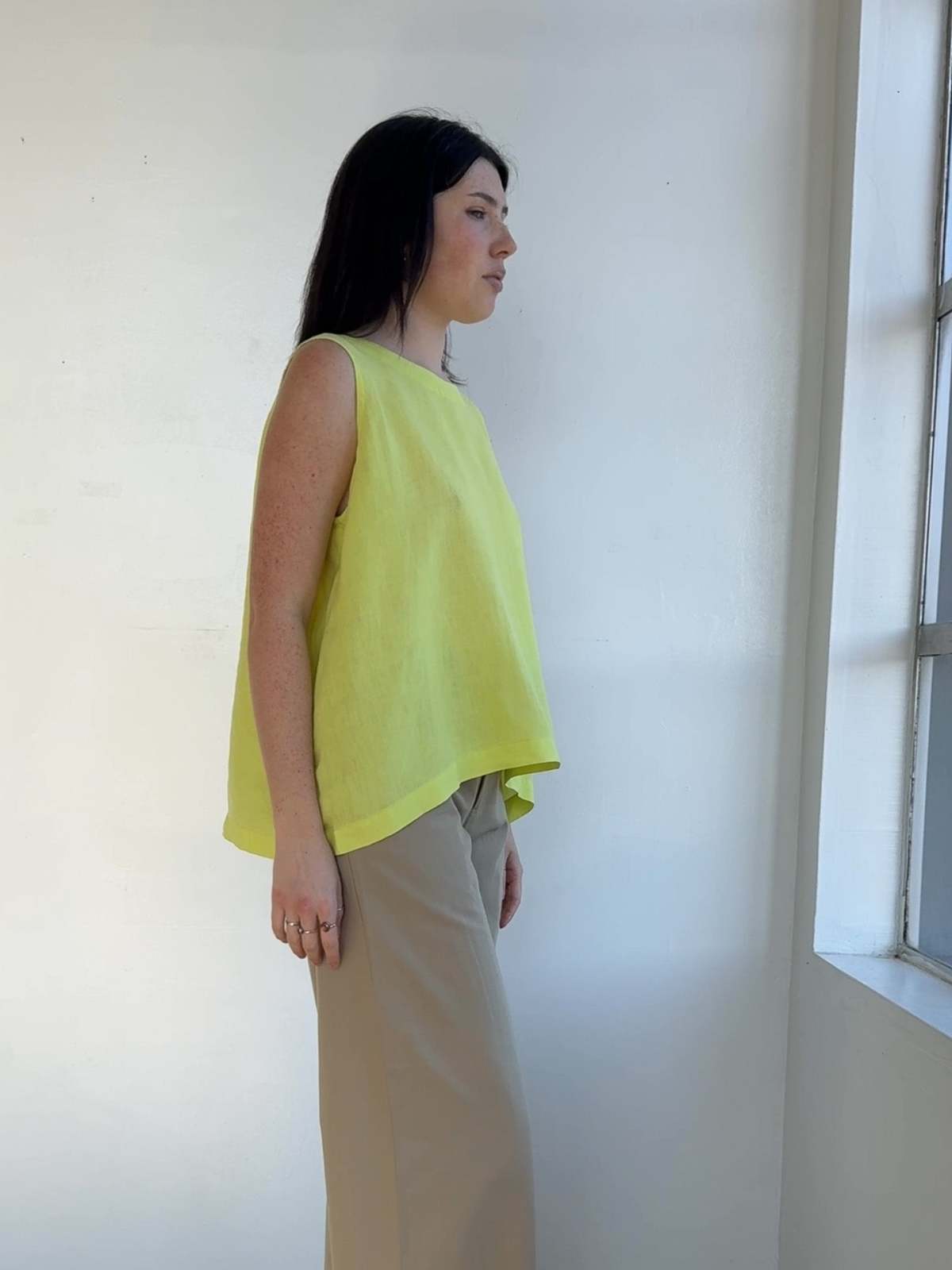 Vintage Eskandar Lime Linen Top - Image 2 of 4