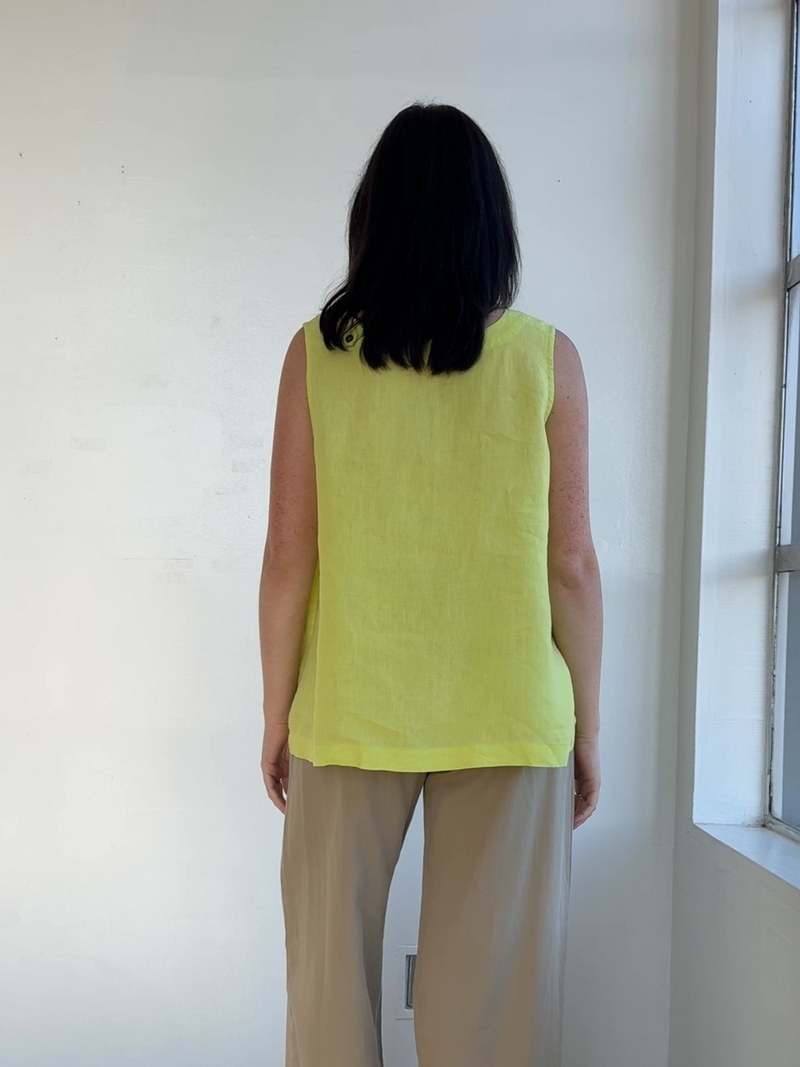 Vintage Eskandar Lime Linen Top