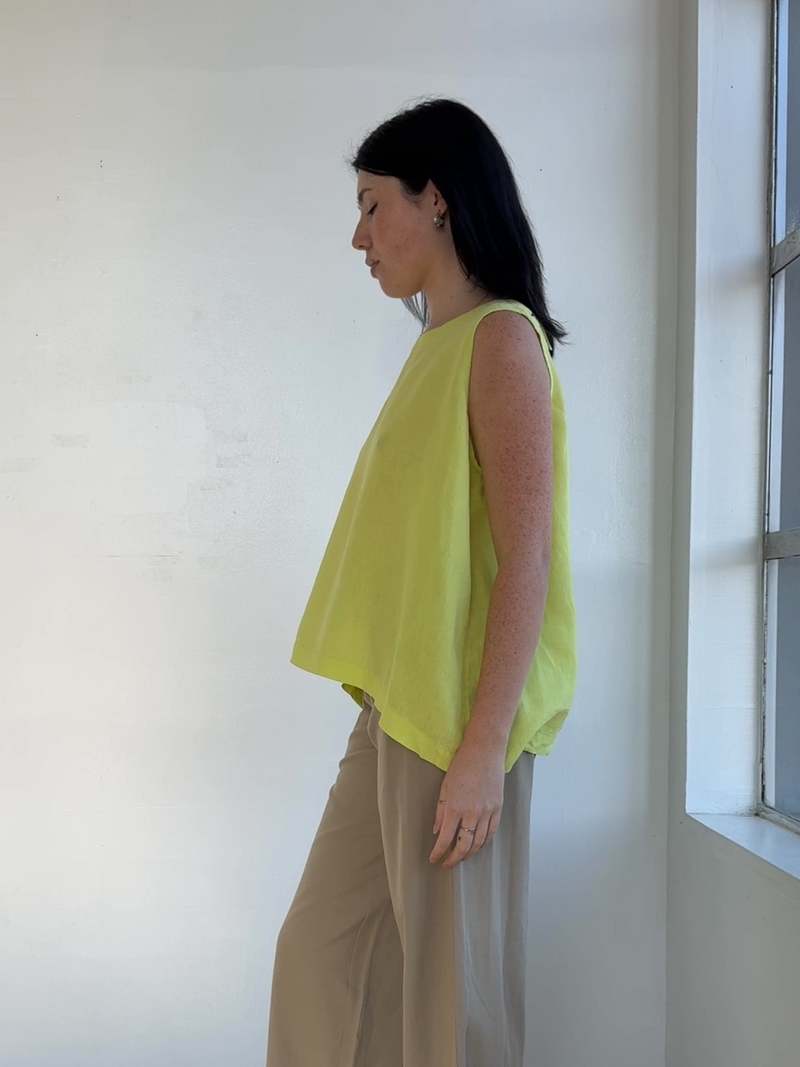 Vintage Eskandar Lime Linen Top