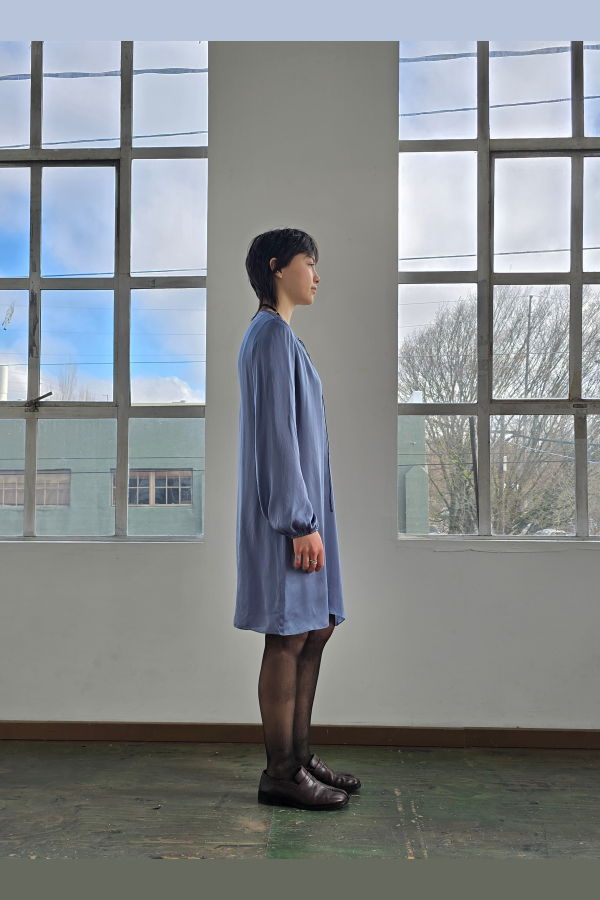 Vintage Fog Blue Silk Charmeuse Dress