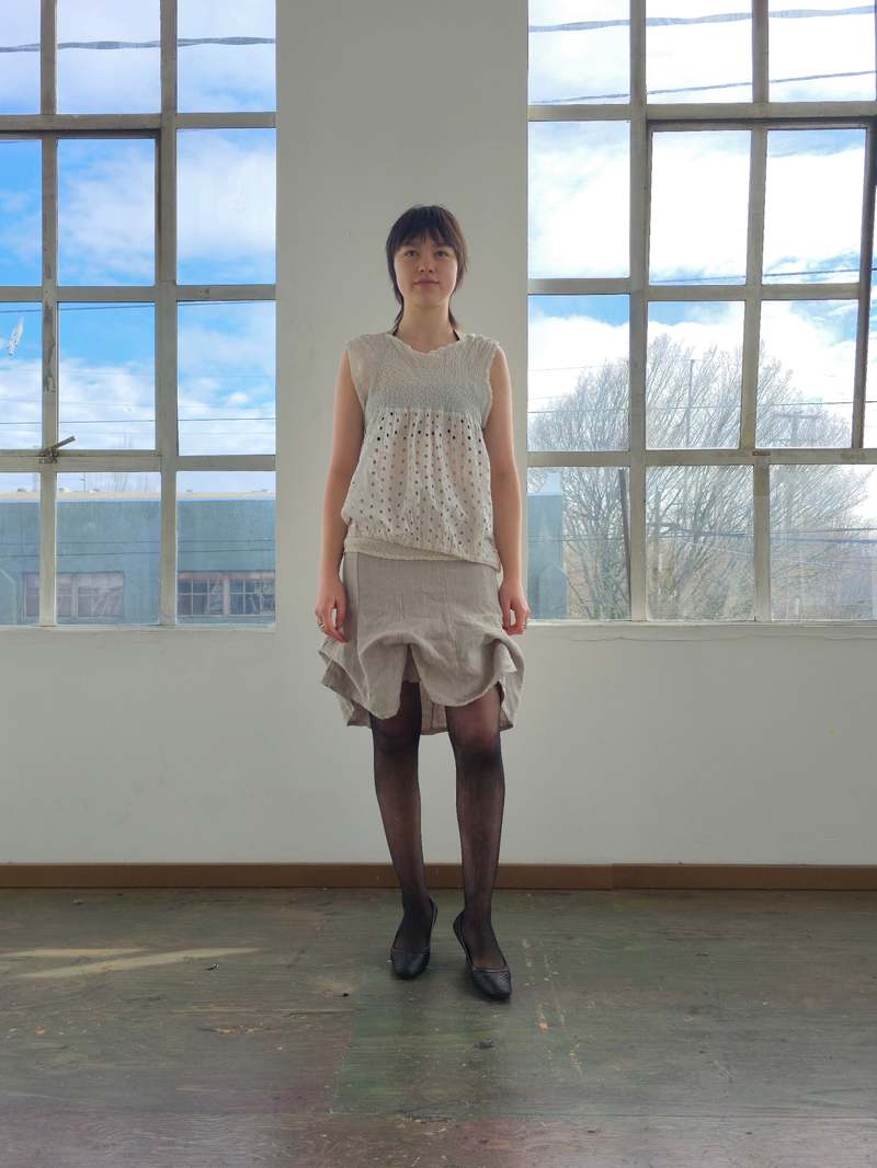 Vintage Issey Miyake Me White Eyelet Blouse Top