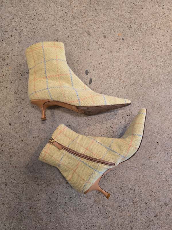 Vintage Jimmy Choo Yellow Plaid Boots