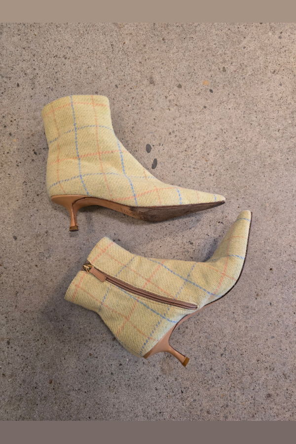 Vintage Jimmy Choo Yellow Plaid Boots