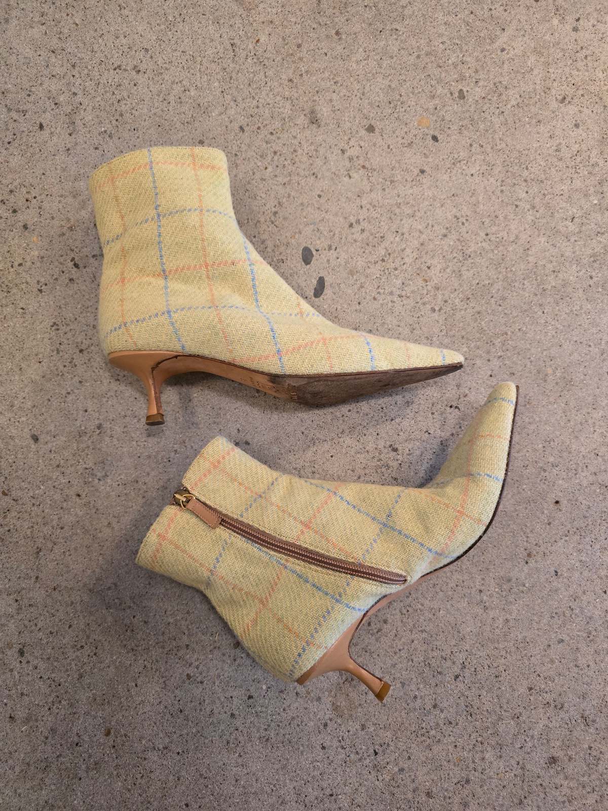 Vintage Jimmy Choo Yellow Plaid Boots - Image 1 of 6