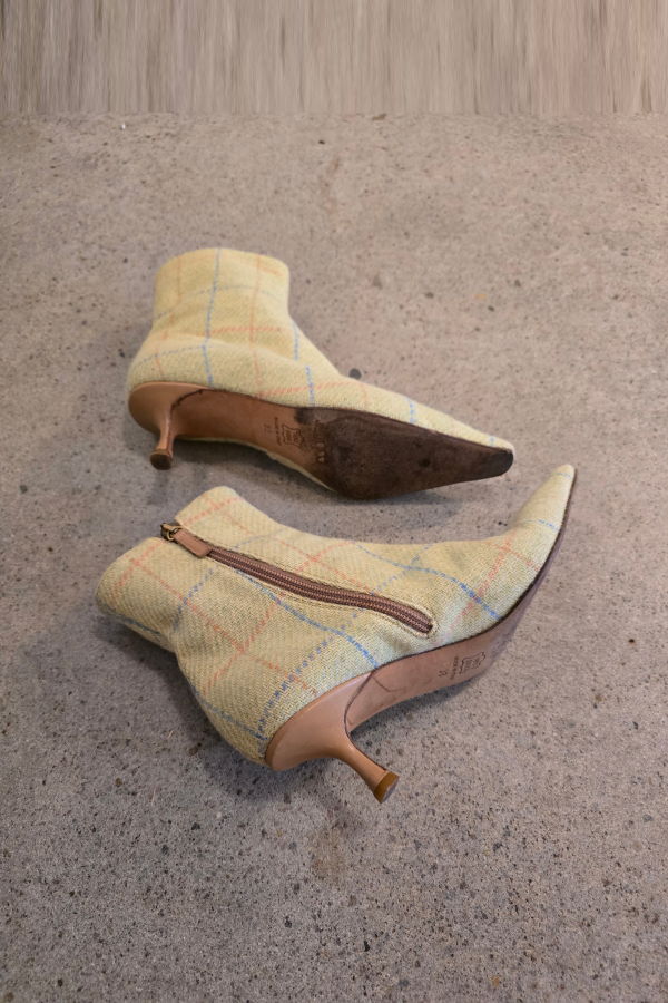 Vintage Jimmy Choo Yellow Plaid Boots