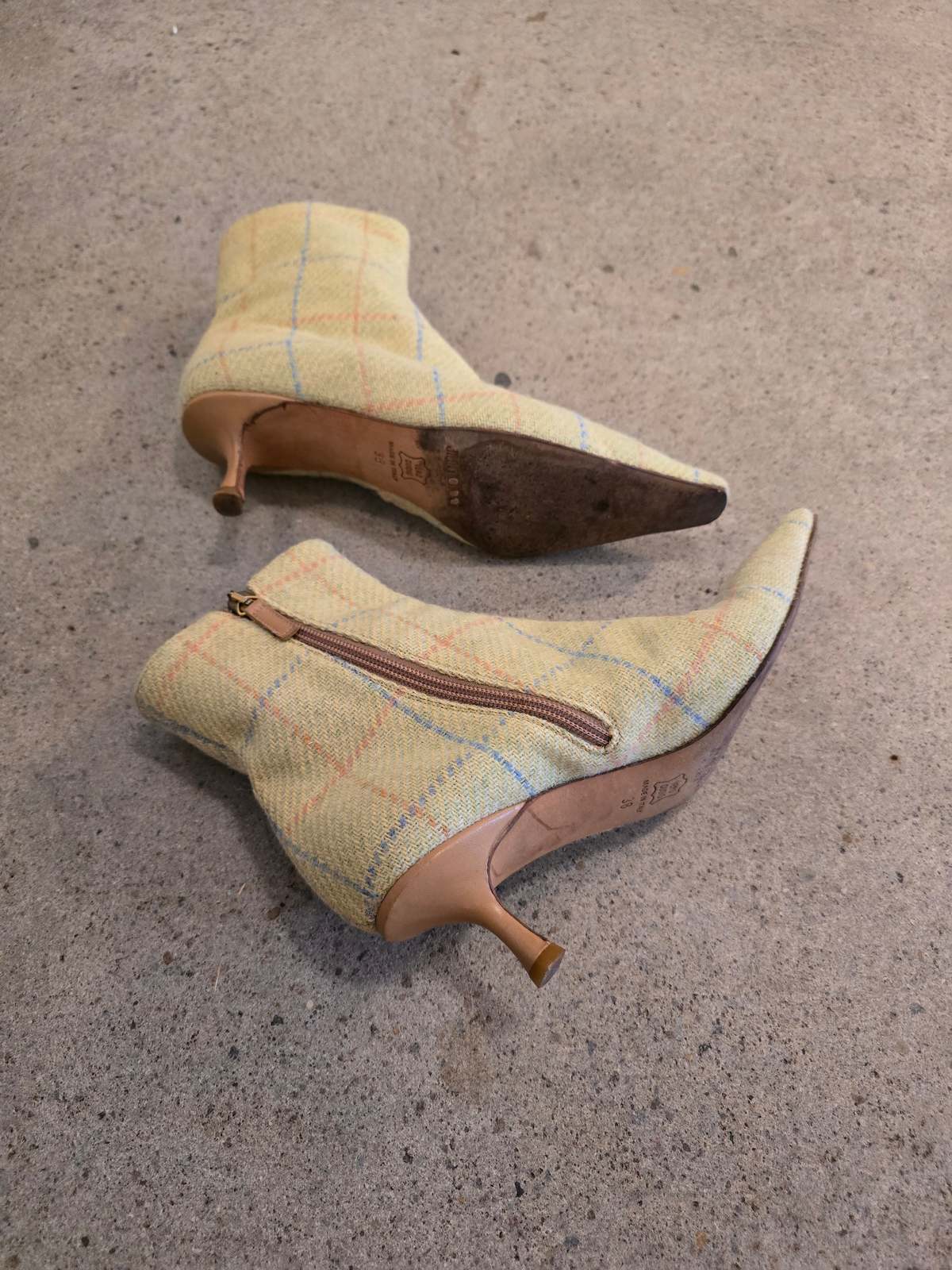 Vintage Jimmy Choo Yellow Plaid Boots - Image 2 of 6