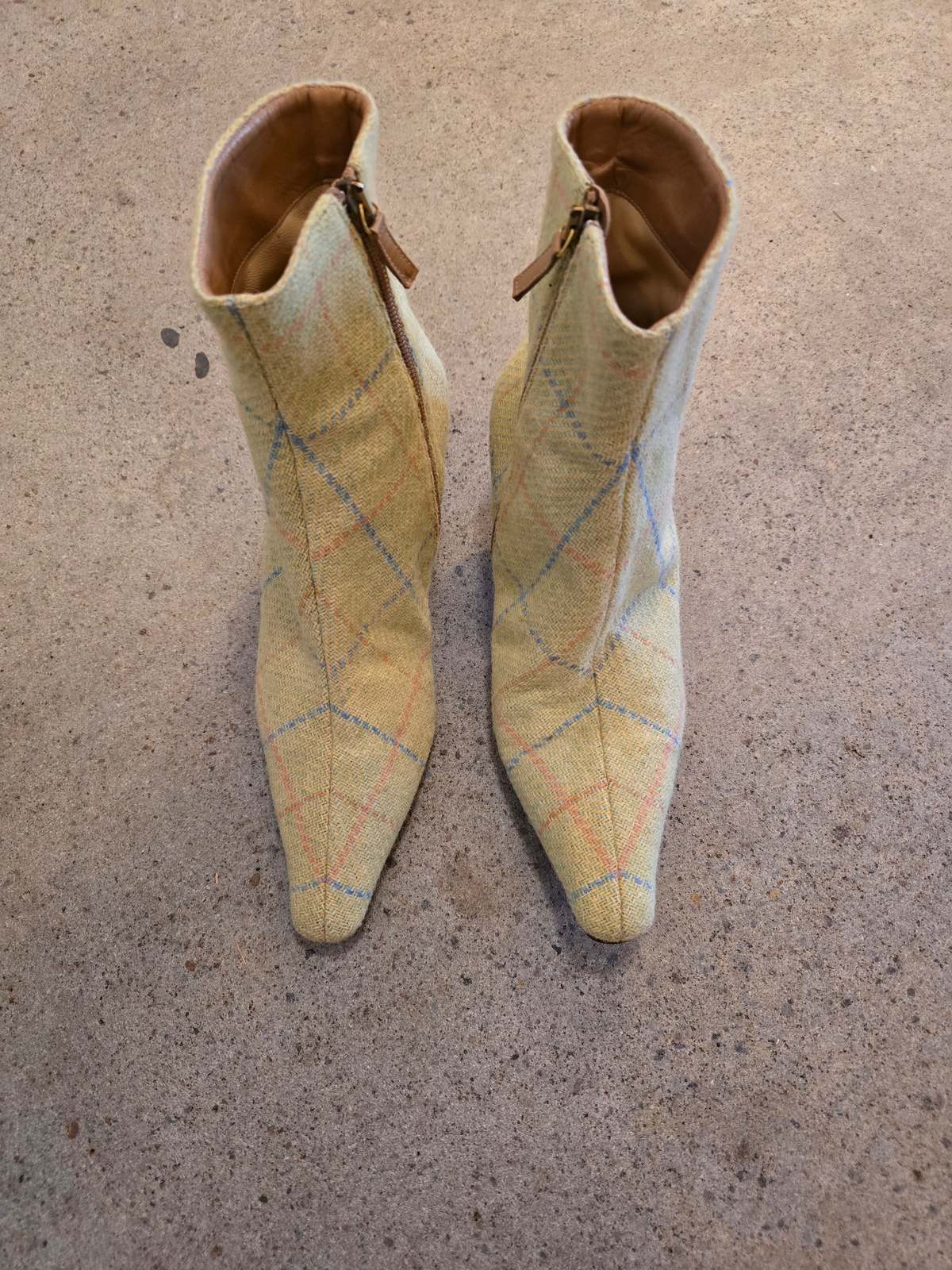 Vintage Jimmy Choo Yellow Plaid Boots - Image 4 of 6