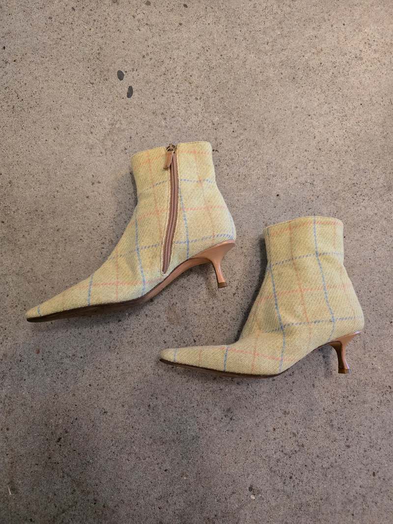 Vintage Jimmy Choo Yellow Plaid Boots