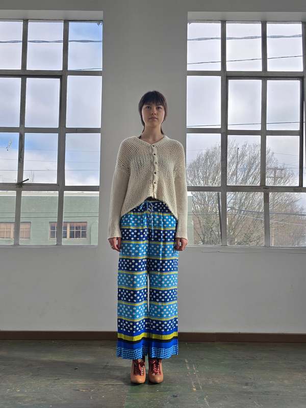 Vintage Marni Blue Patterned Silk Easy Pants