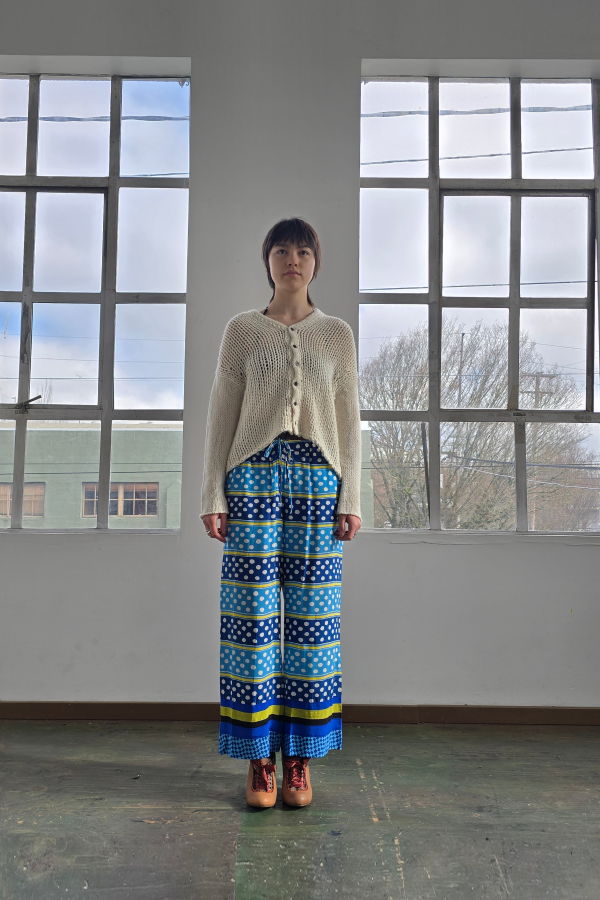 Vintage Marni Blue Patterned Silk Easy Pants