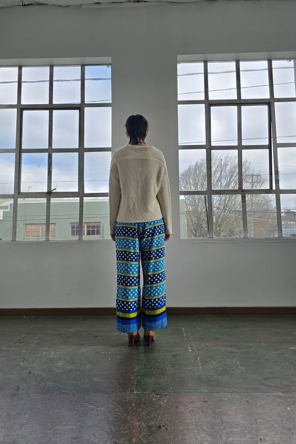 Vintage Marni Blue Patterned Silk Easy Pants