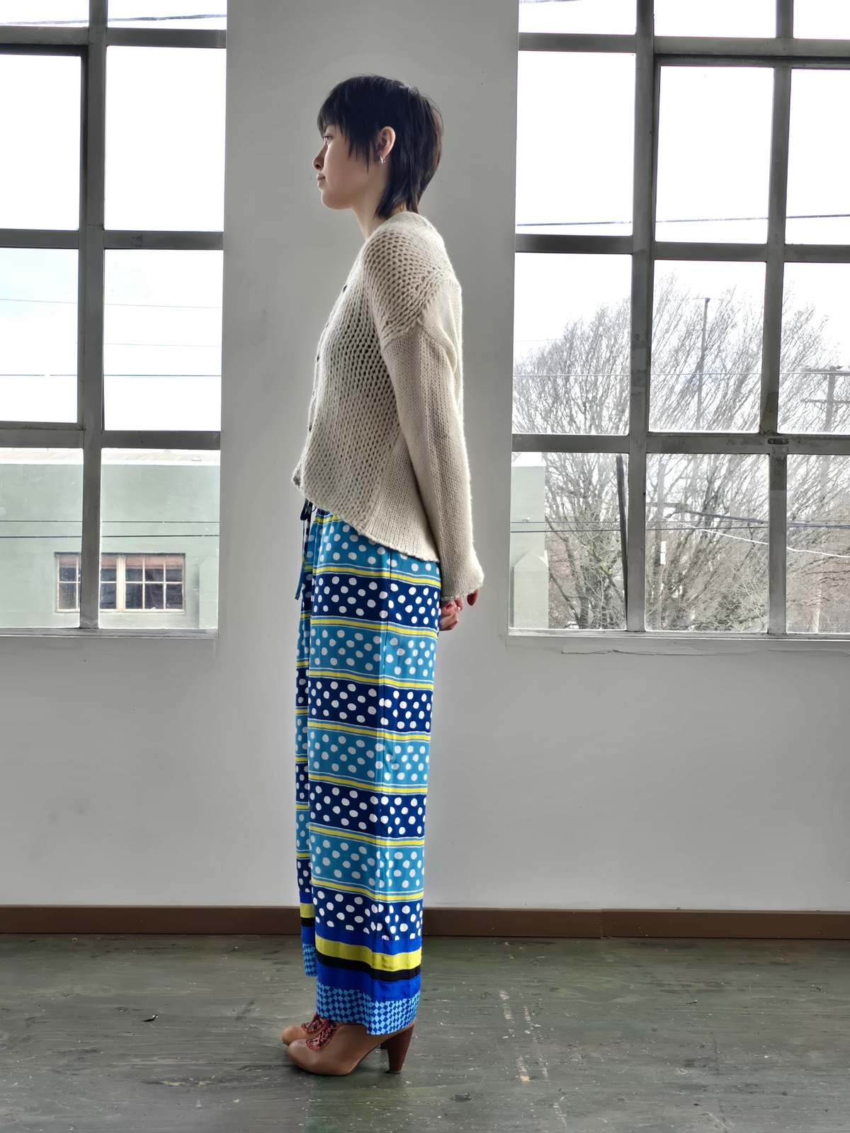 Vintage Marni Blue Patterned Silk Easy Pants - Image 3 of 5
