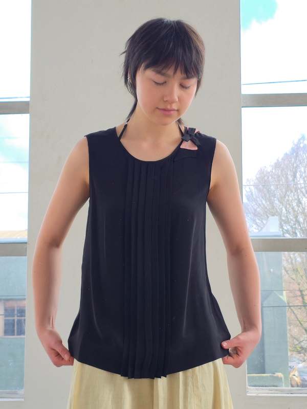 Vintage Prada Bow Shoulder Silk Top