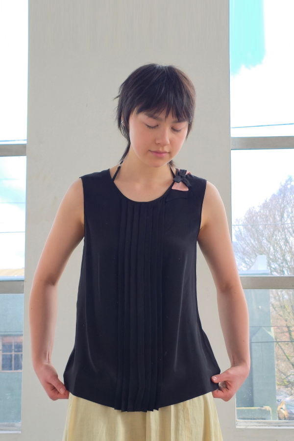 Vintage Prada Bow Shoulder Silk Top