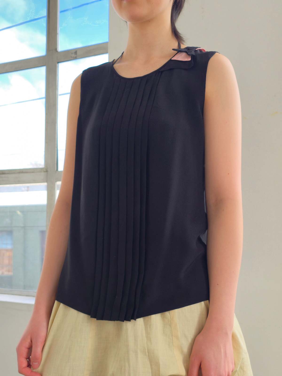 Vintage Prada Bow Shoulder Silk Top - Image 3 of 6