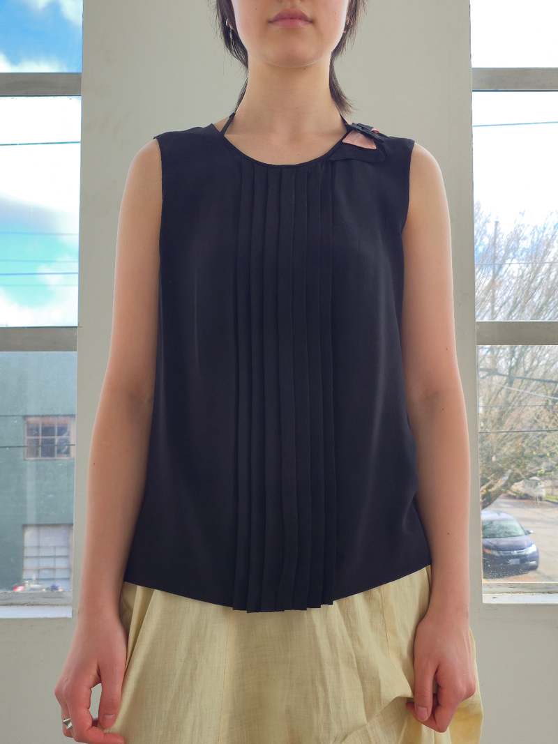 Vintage Prada Bow Shoulder Silk Top