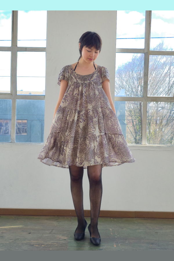 Vintage Sandro Bauble Vines Babydoll Silk Dress Dress