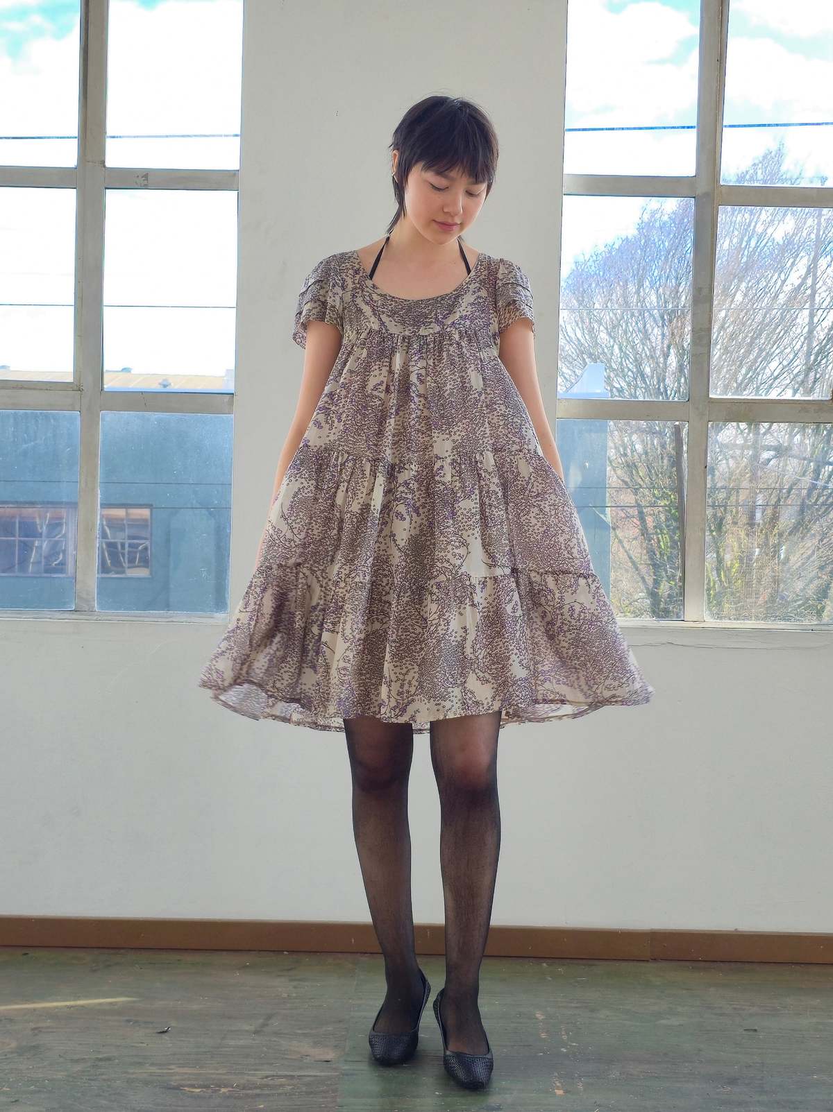 Vintage Sandro Bauble Vines Babydoll Silk Dress Dress - Image 1 of 7