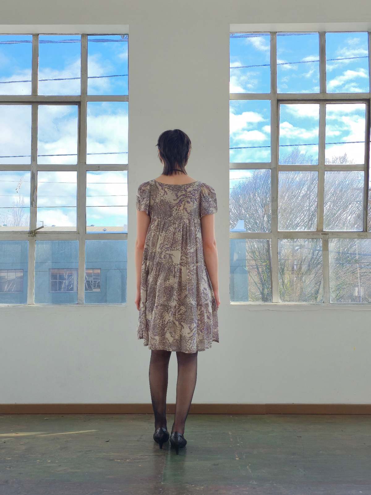 Vintage Sandro Bauble Vines Babydoll Silk Dress Dress - Image 3 of 7