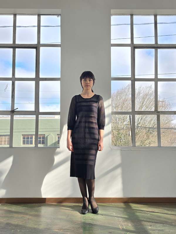 Vintage Sonia Rykiel Knit Black Striped Dress