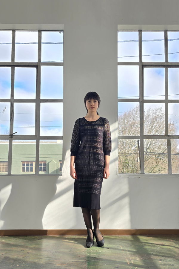 Vintage Sonia Rykiel Knit Black Striped Dress