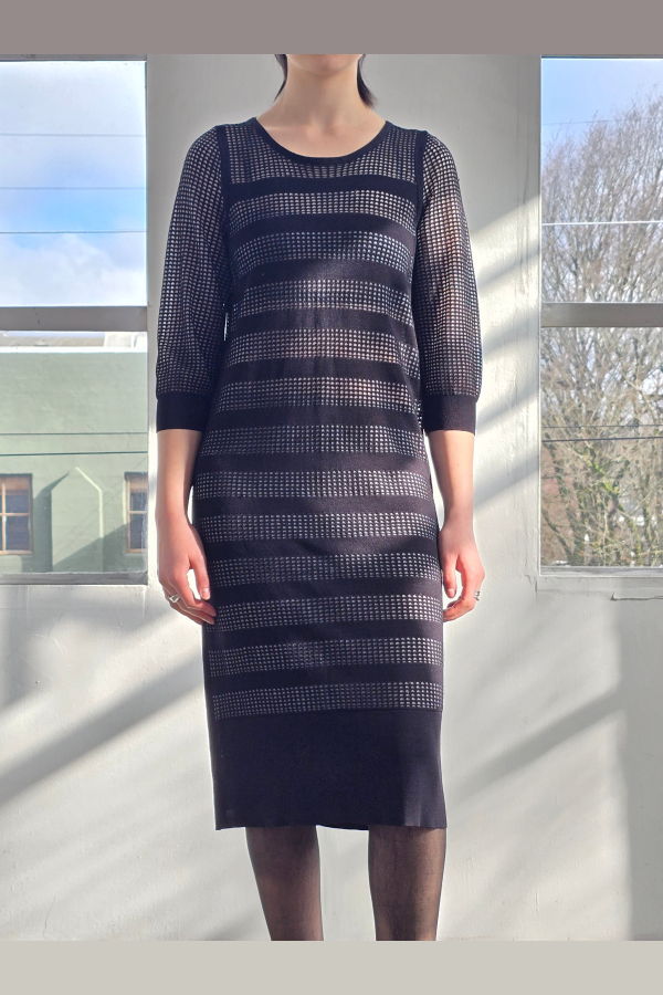 Vintage Sonia Rykiel Knit Black Striped Dress