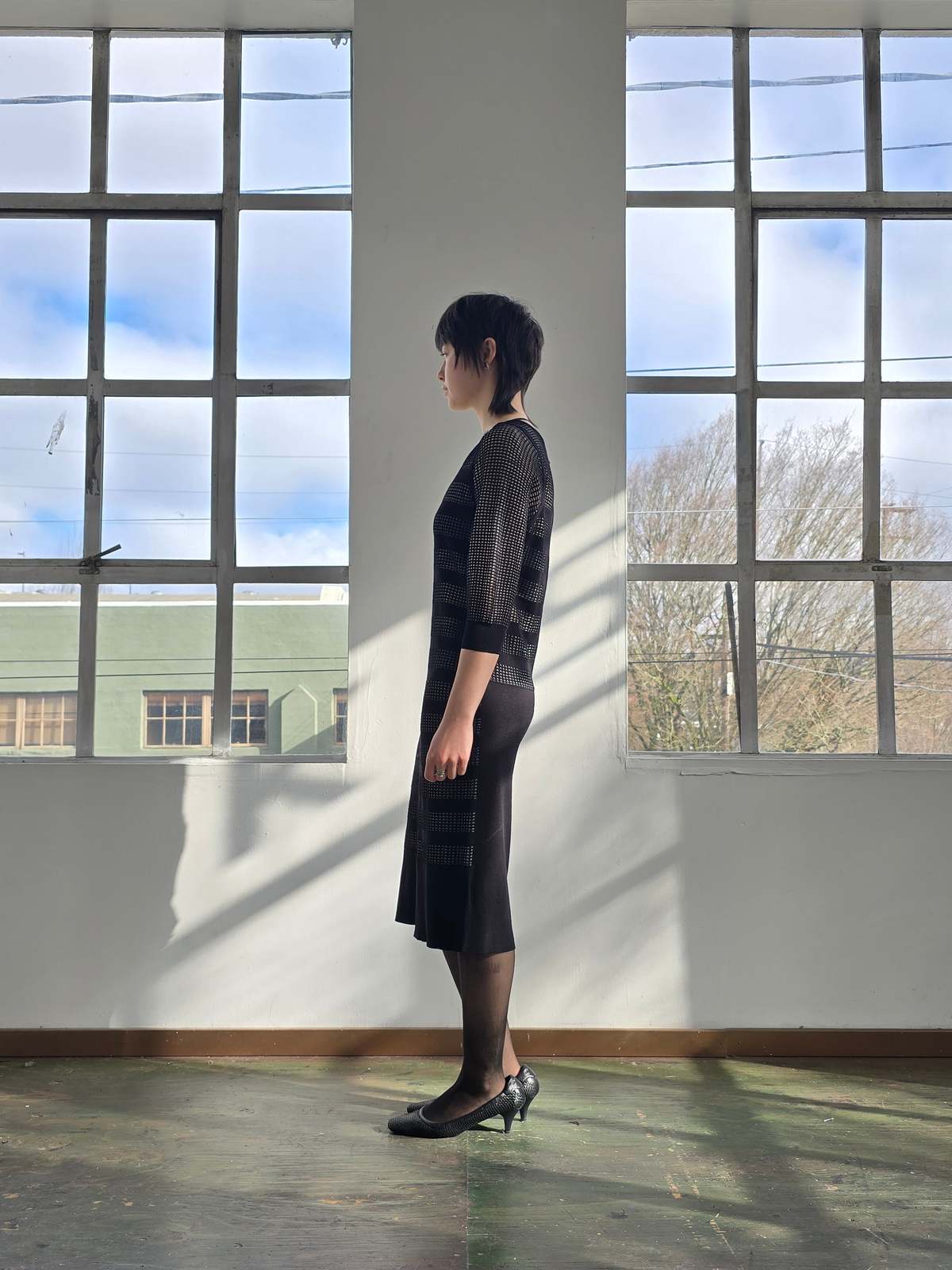 Vintage Sonia Rykiel Knit Black Striped Dress - Image 3 of 5