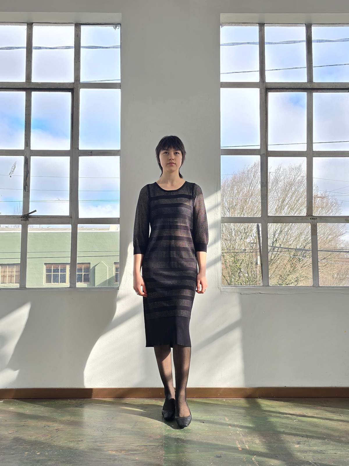 Vintage Sonia Rykiel Knit Black Striped Dress - Image 4 of 5