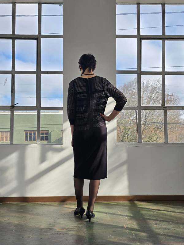 Vintage Sonia Rykiel Knit Black Striped Dress