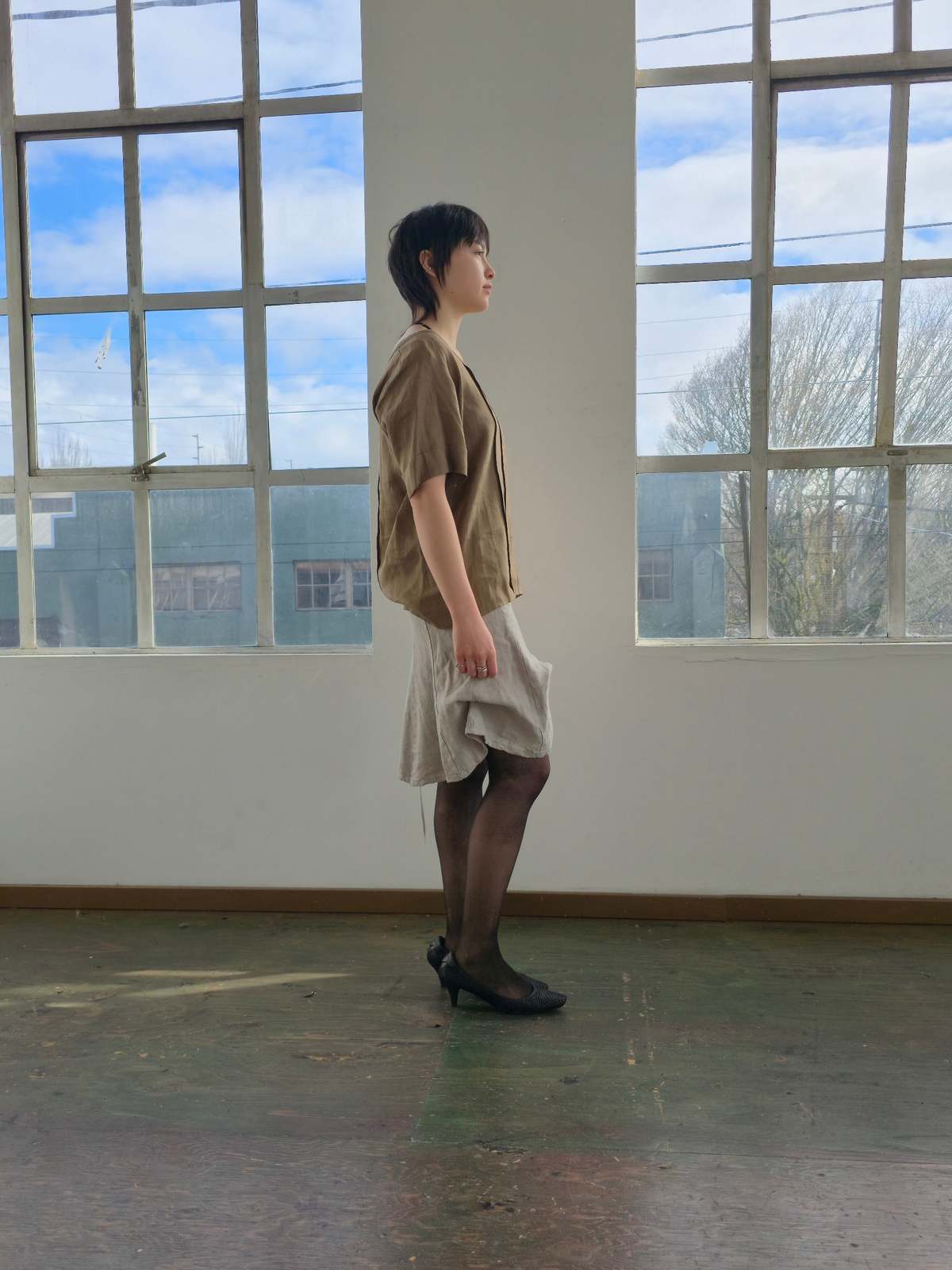 Vintage Yves Saint Laurent Cocoa Linen Blouse - Image 2 of 5