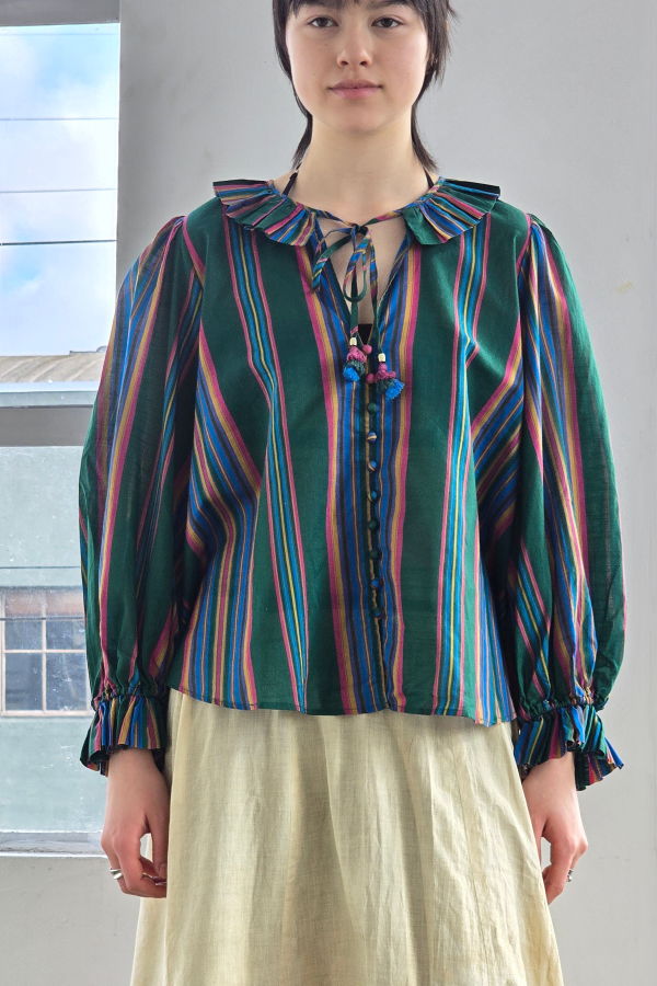 vintage Vintage Zimmerman Colorful Striped Cotton Blouse Top - Multicolor