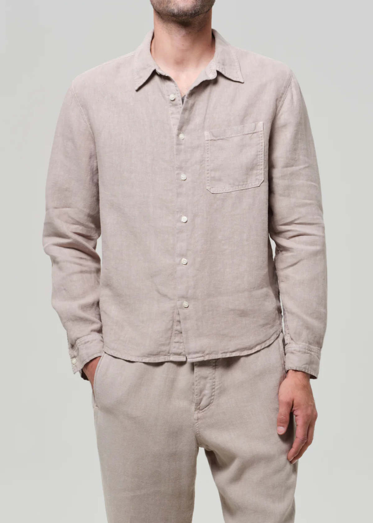 Citizens of Humanity Single Pocket Linen Workshirt - Wheat - Image 2 of 7