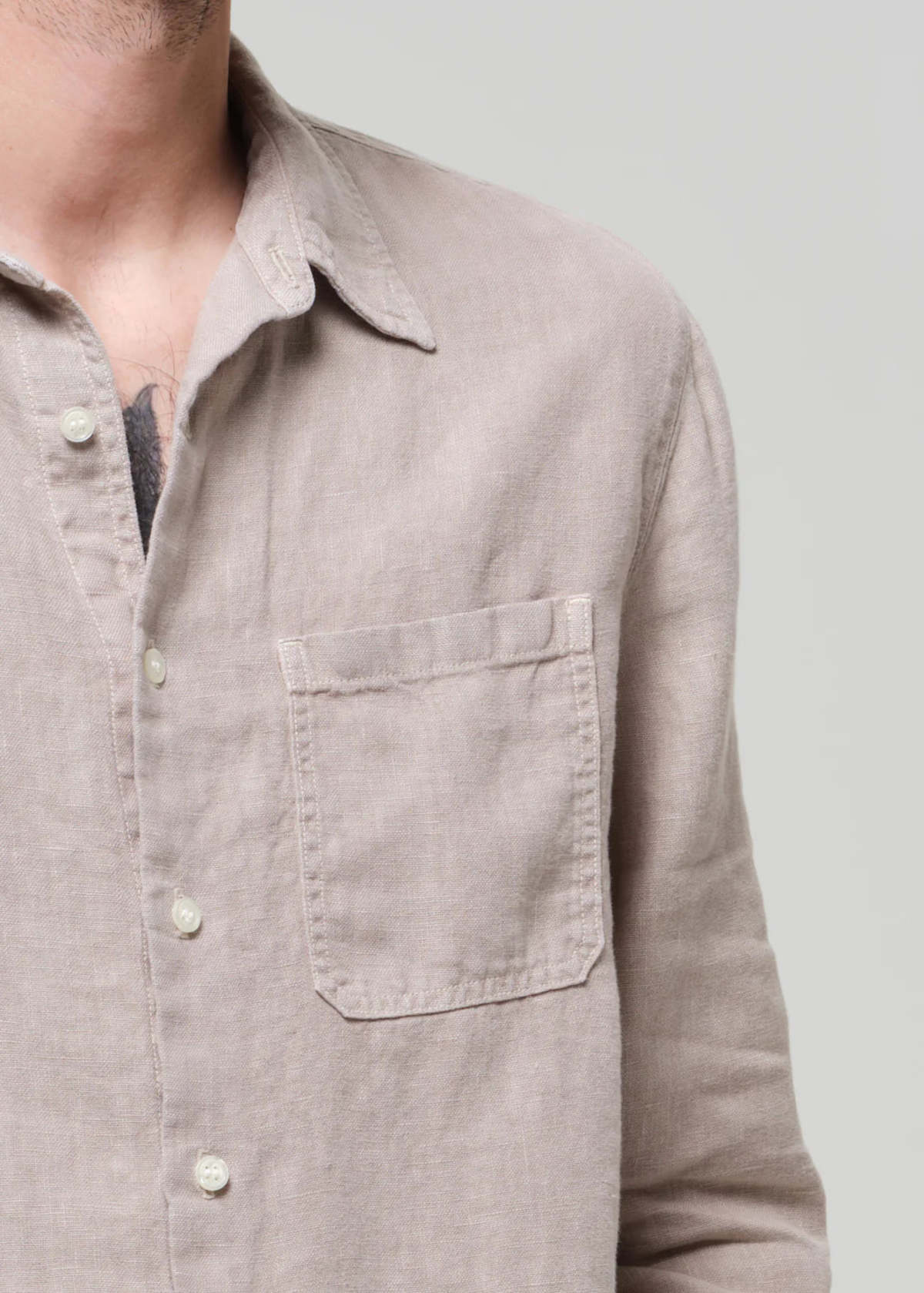 Citizens of Humanity Single Pocket Linen Workshirt - Wheat - Image 4 of 7