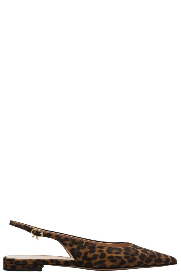 Gianvito Rossi Suede Slingback Flats - Black